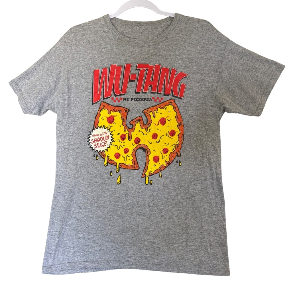 Wu-Tang Clan NY Pizzeria Shaolin Slice Pizza Graphic Tee Heather Gray Mens Small